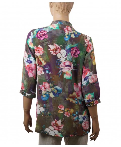 Short Silk Shirt - Floral Print