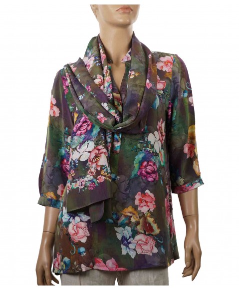 Short Silk Shirt - Floral Print