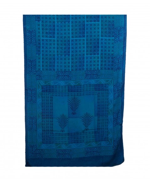 Crepe Silk Scarf - Blue Patchwork