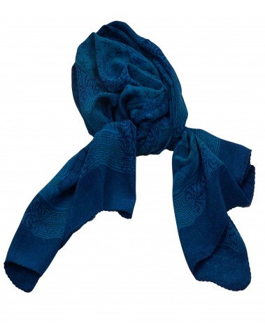 Crepe Silk Scarf - Blue Patchwork