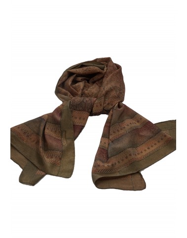 Crepe Silk Scarf - Beige Paisley Patchwork