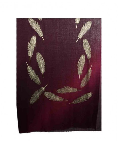 Foil Stole - Burgundy to Maroon Feather