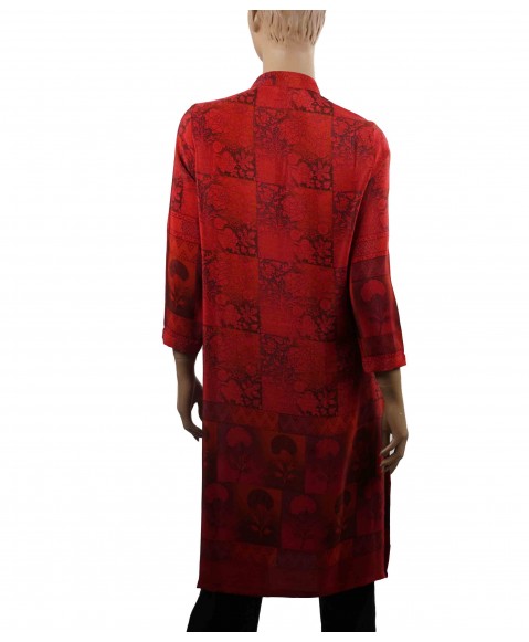 Tunic - Red Leafy Patchwork