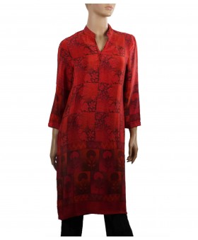 Tunic - Red Leafy Patchwork