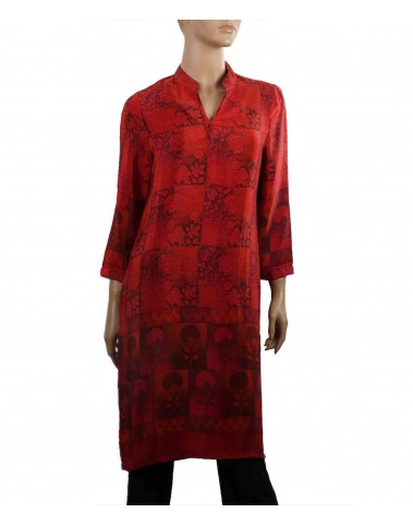 Tunic - Red Leafy Patchwork