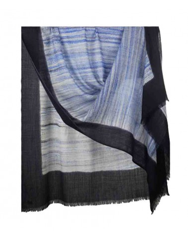 Stripe Stole - Blue Stripe with Black Border