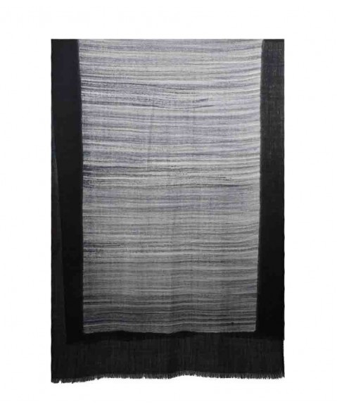Stripe Stole - Black and Grey Stripe with Black Border