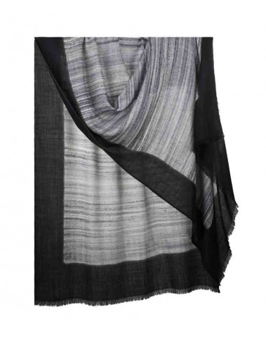 Stripe Stole - Black and Grey Stripe with Black Border