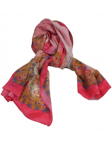 Crepe Silk Scarf - Pink Abstract