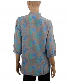 Short Silk Shirt - Blue Flowers