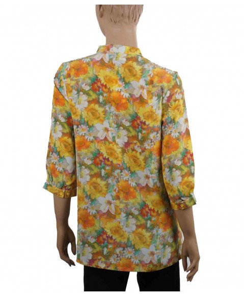 Short Silk Shirt - Yellow Floral