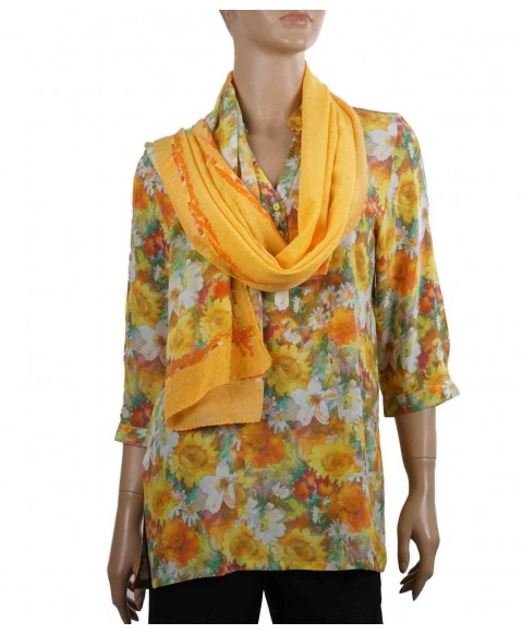 Short Silk Shirt - Yellow Floral