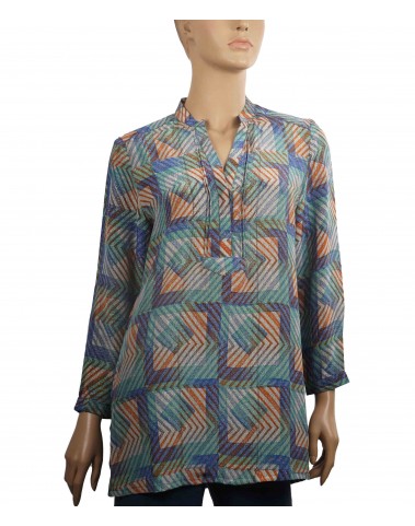 Long Silk Shirt - Zig Zag