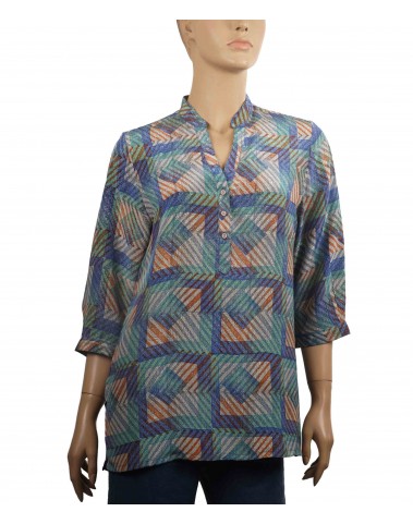 Short Silk Shirt -Zig Zag