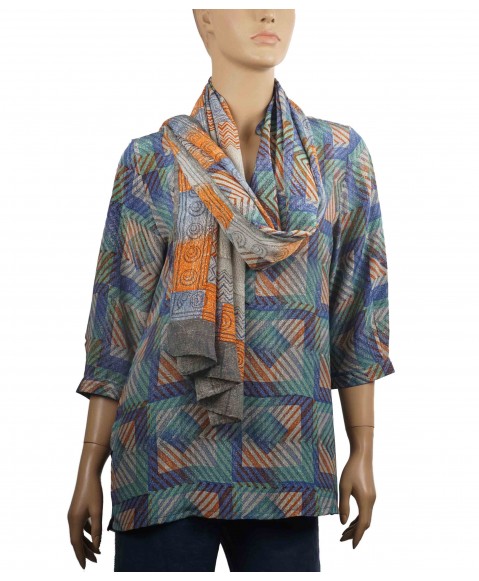 Short Silk Shirt -Zig Zag Short Silk Shirt -Zig Zag
