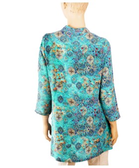 Antique Silk Kurti - Turquoise