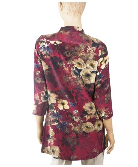 Antique Silk Kurti - Beige Floral