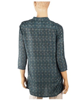 Casual Kurti - Dark Green Full Pintuck