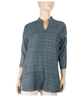 Casual Kurti - Dark Green Full Pintuck