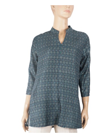 Casual Kurti - Dark Green Full Pintuck