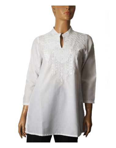 Casual Kurti - White Embroidery With Mirror