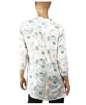 Casual Kurti - Green Boxes Full Pintuck