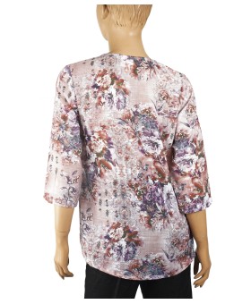 Casual Kurti - Lavender Floral On Brown Base