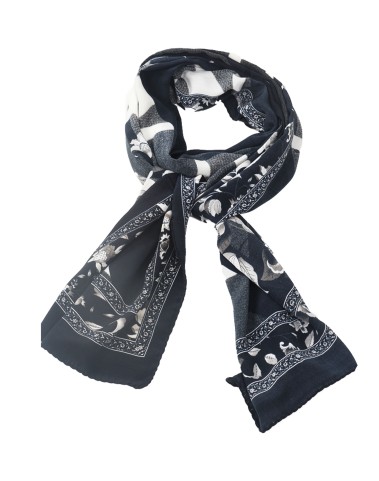 Crepe Silk Scarf - Black And White Abstract