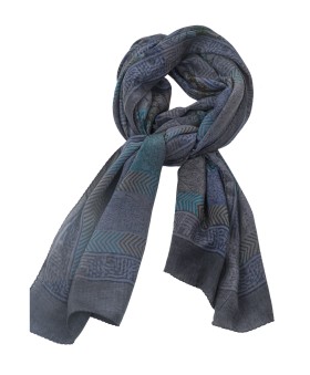 Crepe Silk Scarf - Ink Blue Floral 