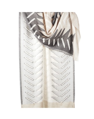 Printed Stole - Khaki And Black Ikat