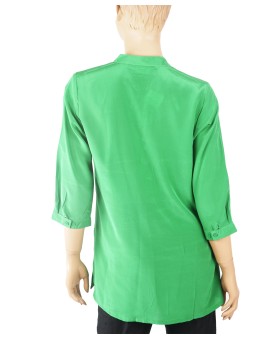 Plain Short Silk Shirt - Green