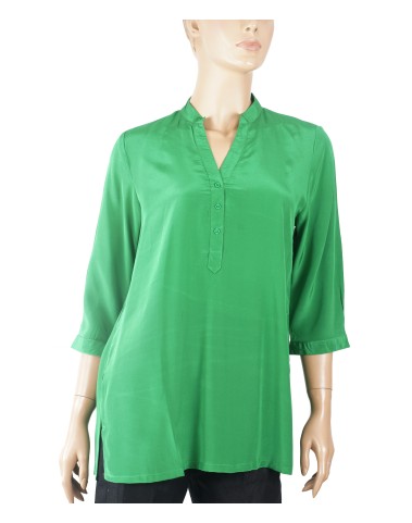 Plain Short Silk Shirt - Green