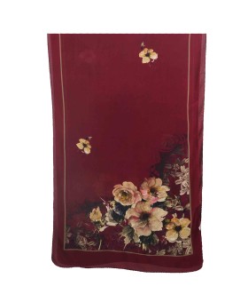 Crepe Silk Scarf - Big Beige Floral