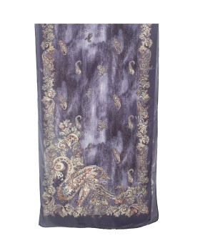 Crepe Silk Scarf - Brown Paisley