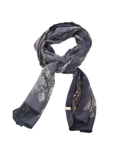 Crepe Silk Scarf - Brown Paisley