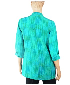 Short Silk Shirt - Blue Wave