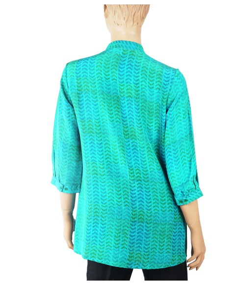 Short Silk Shirt - Blue Wave