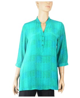 Short Silk Shirt - Blue Wave