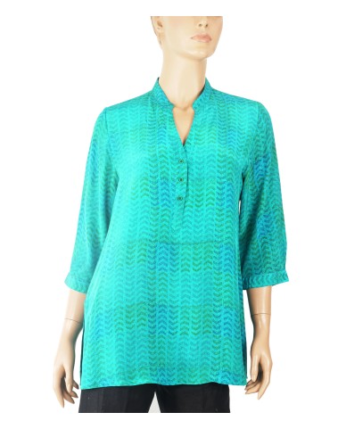 Short Silk Shirt - Blue Wave