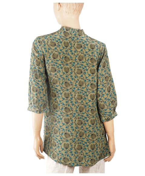 Short Silk Shirt - Olive Green Creeper 