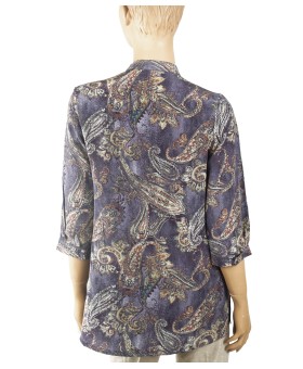 Short Silk Shirt - Pastel Purple Paisley