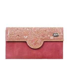 Ashika Wallet - Dusty Pink Embroidered 