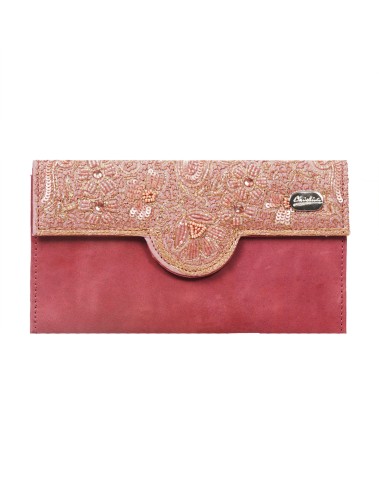 Ashika Wallet - Dusty Pink Embroidered 