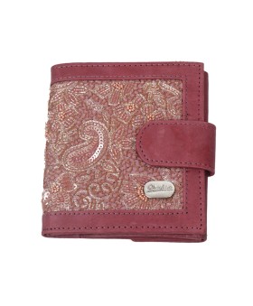 Folding Wallet - Dusty Pink Embroidered