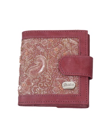 Folding Wallet - Dusty Pink Embroidered
