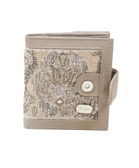 Folding Wallet - Grey Embroidered