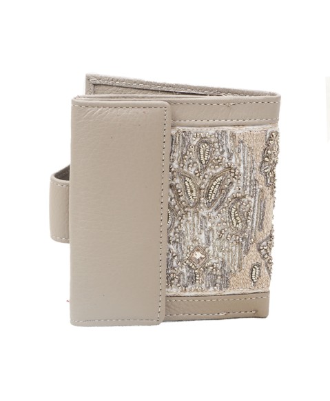 Folding Wallet - Grey Embroidered
