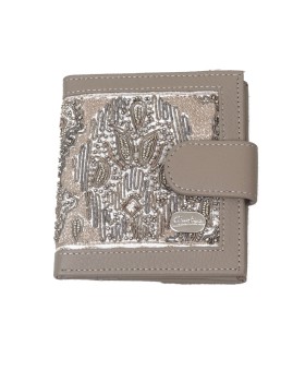 Folding Wallet - Grey Embroidered