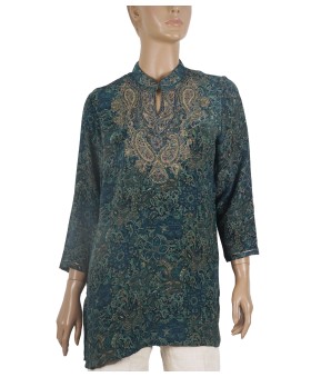 Antique Silk Kurti - Green Floral Antique Silk Kurti - Green Floral