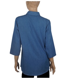 Embroidered Casual Shirt - Denim Floral